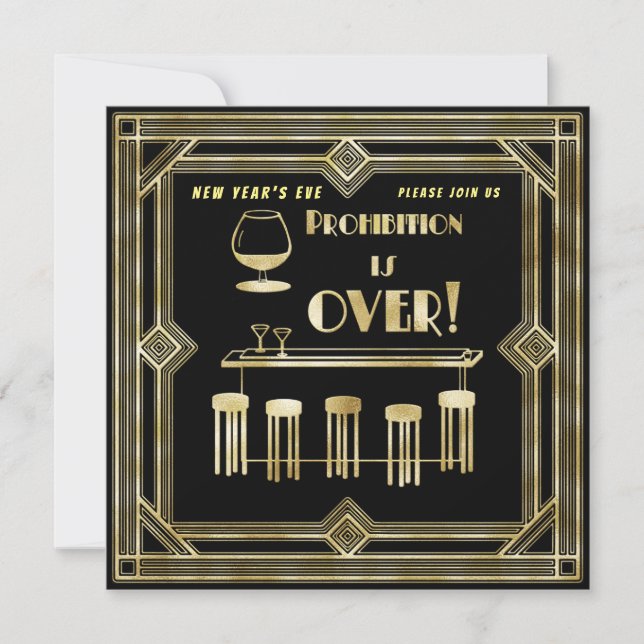 Art Deco Retro Silvester Bar Card (Vorderseite)