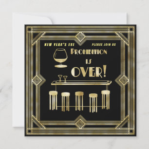 Art Deco Retro Silvester Bar Card