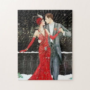 Art Deco Retro Vintage Weihnachts-Paar