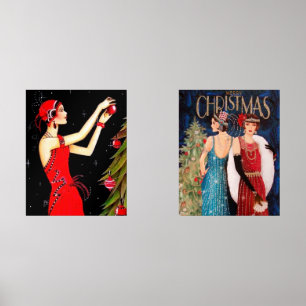 Art Deco Retro Weihnachten Bilderwand Sets