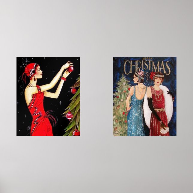 Art Deco Retro Weihnachten Bilderwand Sets (Vorderseite)
