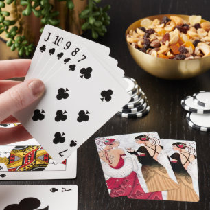 Art Deco Retro Weihnachtsfrauen Spielkarten