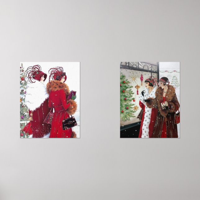 Art Deco Retro Weihnachtsgeschenk Damen Bilderwand Sets (Vorderseite)