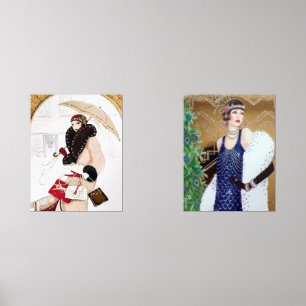 Art Deco Retro Weihnachtsgeschenk Damen Bilderwand Sets