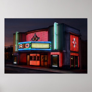 Art Deco Rio Theater, Overland Park, Kansas Poster