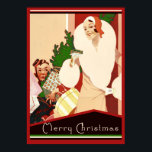 Art Deco Roaring 20 Weihnachtsfeiertagen Poster<br><div class="desc">Eleganz für Ihren Urlaub an den Wänden. Atemberaubender Flapper aus den rauschenden 20er Jahren in Fell mit Glockenhof mit Weihnachtspauschalen. In rot,  weiß und schwarz.</div>