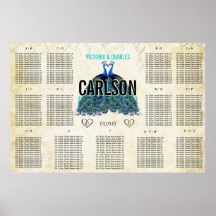 Art Deco Roaring 20er Gatsby Peacock Seating Chart Poster
