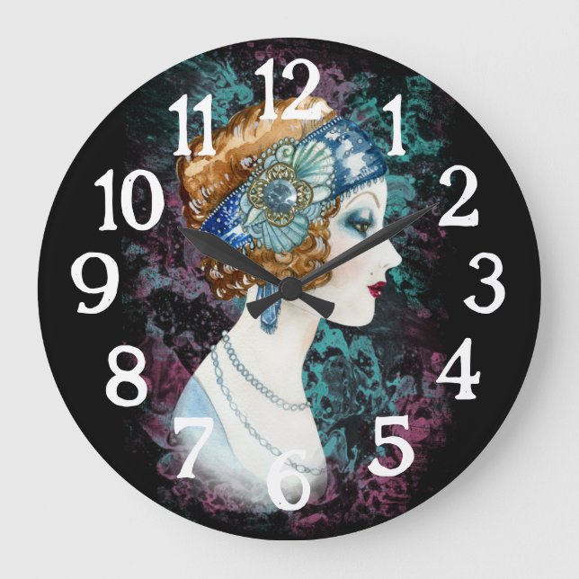 Art Deco Roaring 20er Jahre 1920er Frauenzeitschri Große Wanduhr (Vorderseite)