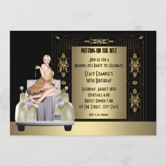 Art Deco Roaring 20's Geburtstagsparty Einladung