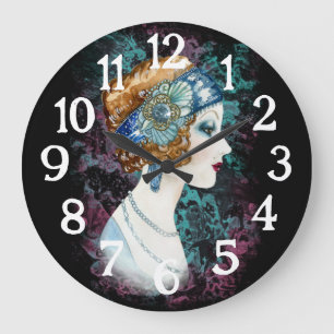 Art Deco Roaring Twenties '20s 1920er Jahre Frau U Große Wanduhr