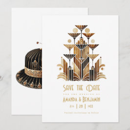 Art Deco Roaring Twenties Gatsby Champagner-Turm Save The Date
