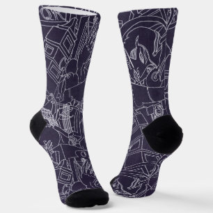 Art Deco römisch SPQR dunkle violette Ästhetik Kun Socken