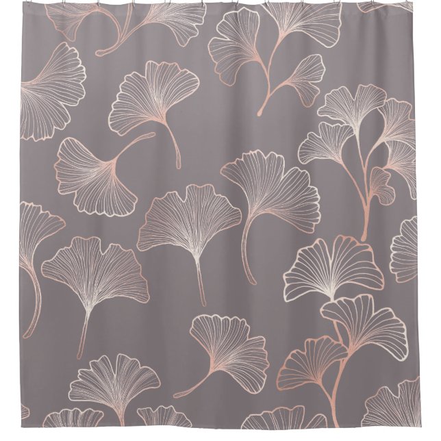 Art Deco Rosa Blattmuster Duschvorhang (Vorderseite)