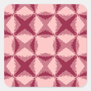 Art Deco Rosa Blumenwirl Retro Abstrakte Kunst Quadratischer Aufkleber