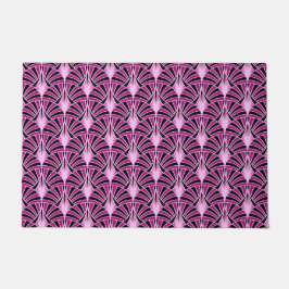 Art Deco Rosa und Schwarz Gemustert Rug/Doormat. Fußmatte