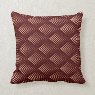 Art Deco Rose God Copper Burgundy Geometric Arrows Kissen