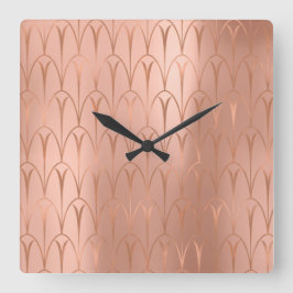 Art Deco Rose Gold Kupfergeometrie Minimal Quadratische Wanduhr