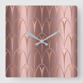 Art Deco Rose Gold Kupfergeometrie Minimal Quadratische Wanduhr