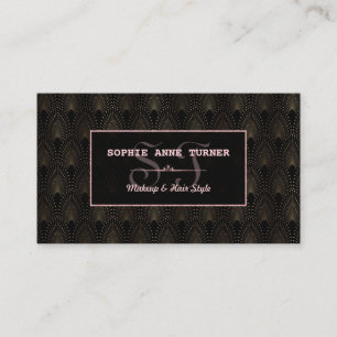 Art Deco Rose Gold Monogram Makeust Artist Visitenkarte