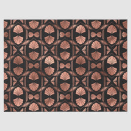 Art Deco Rose Gold Muscheln über Schwarz Decoupage Seidenpapier