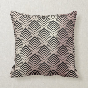 Art Deco Rose Gold Schwarze Gold Scales Klassisch Kissen