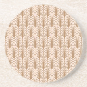 Art Deco Rose: Golden Peacock Feathers Getränkeuntersetzer