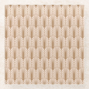 Art Deco Rose: Golden Peacock Feathers Glasuntersetzer