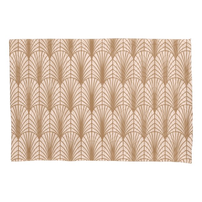 Art Deco Rose: Golden Peacock Feathers Kissenbezug (Vorderseite)