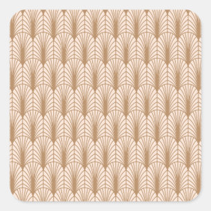 Art Deco Rose: Golden Peacock Feathers Quadratischer Aufkleber