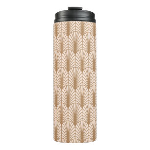 Art Deco Rose: Golden Peacock Feathers Thermosbecher