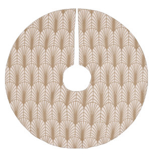 Art Deco Rose: Goldene Pfauenfedern Polyester Weihnachtsbaumdecke