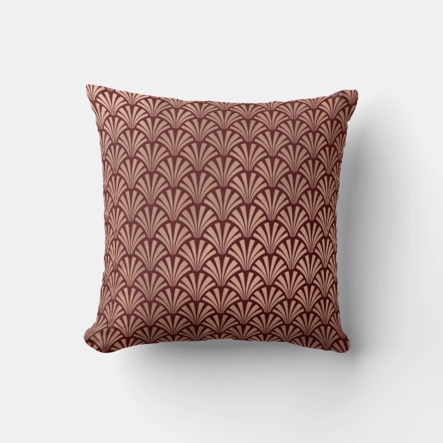 Art Déco Rose Göttliche Kupfer Burgundy Muscheln S Kissen (Vorderseite)