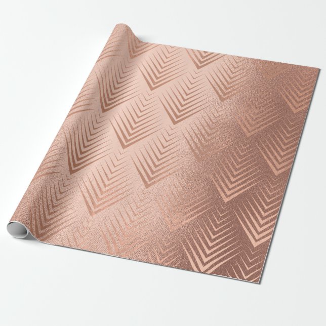 Art Déco Rose Kupfer Elegante Geometrie Geschenkpapier (Ungerollt)