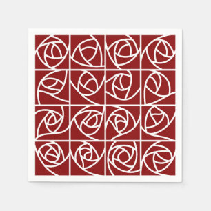Art Deco Rose Quadrate Stilisierte primäres Blumen Serviette
