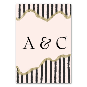 Art Deco Rosé, Schwarz & Gold Glamour Hochzeit Tischnummer