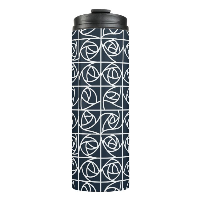 Art Deco Rose Square Stilvoll blühend Thermosbecher (Vorderseite)