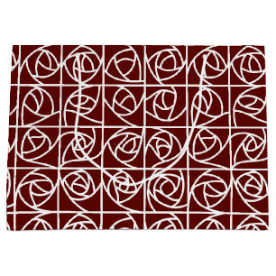 Art Deco Rose Square Stilvoll Rot Große Geschenktüte