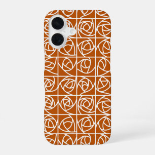 Art Deco Rose Square Stilvolle Blumenorange iPhone 16 Hülle