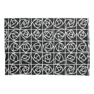 Art Deco Rose Square Stilvolle, florale Schwarz-we Kissenbezug