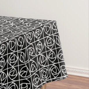 Art Deco Rose Square Stilvolle, florale Schwarz-we Tischdecke