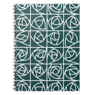 Art Deco Rose Squares Stilvolles Blumengrün Notizblock