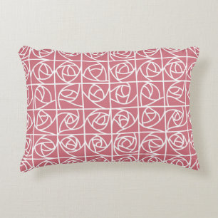 Art Deco Rose Squares Stilvolles Blumenrosa Dekokissen