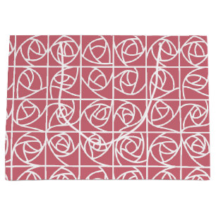 Art Deco Rose Squares Stilvolles Blumenrosa Große Geschenktüte