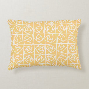 Art Deco Rose Squares Stylisierte Blumengelbe Dekokissen