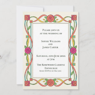 Art Deco Rosenband Hochzeitseinladung Einladung