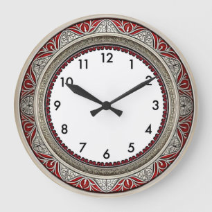 Art Deco Rot Große Wanduhr