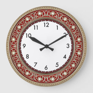 Art Deco Rot Große Wanduhr