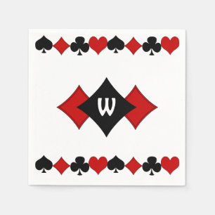 Art Deco Rot und Black Card Anzug - Mit Monogramm Serviette