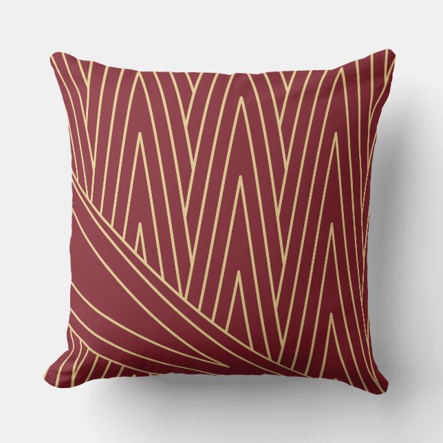 Art Deco Rot und Gold Kissen Kissen (Vorderseite)
