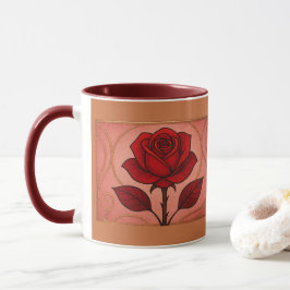 Art Deco Rote Rose Marone Kombi-Tasse Tasse